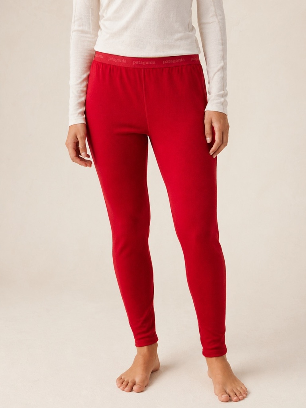 Patagonia Womans‎ Capilene Baselayer Logo Waist Red Pants